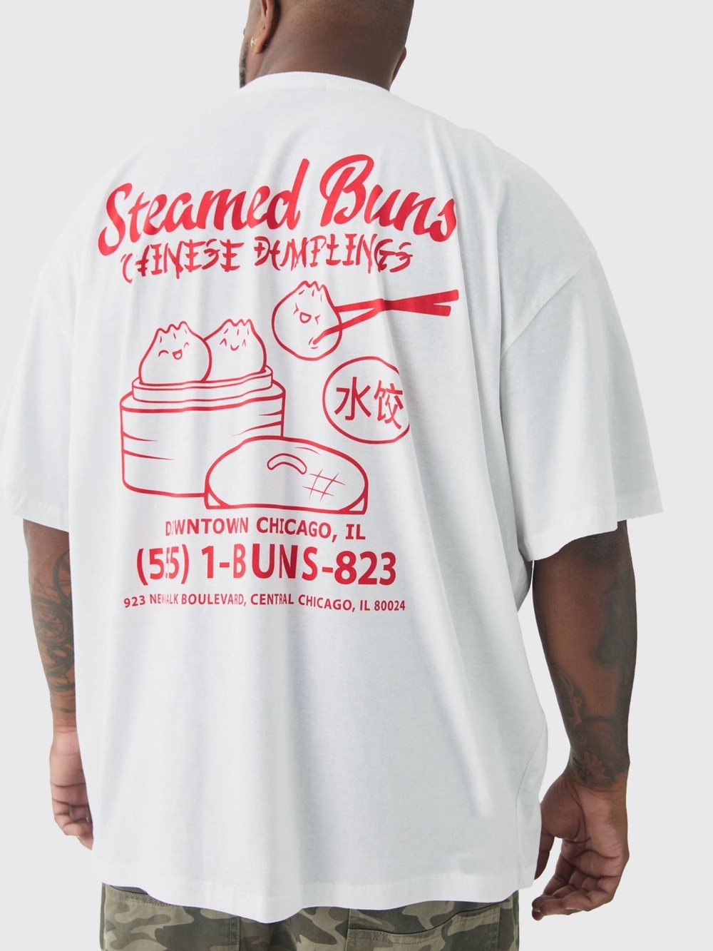 boohooMan - Plus Oversized Steamed Dumplings Graphic T-Shirt - xxL 2xL